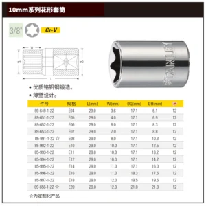 [85-995-1-22] 10MM系列花形套筒E14(退市)