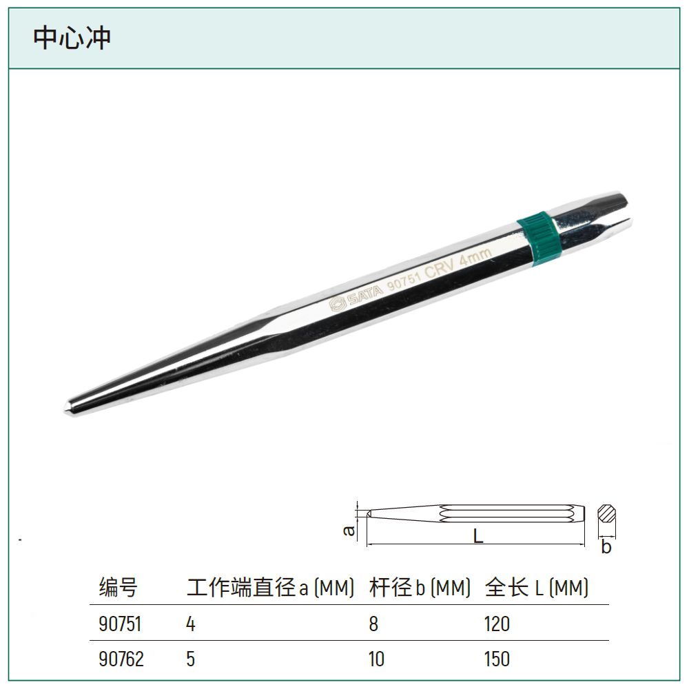 [90751] 中心冲4x120MM