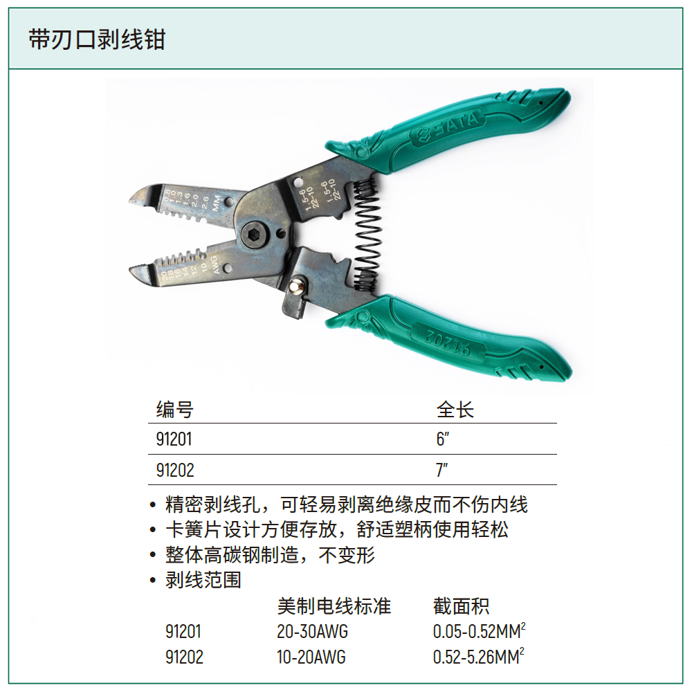[91201] 带刃口剥线钳6″