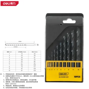 [DH-MHZ010-WD1] 麻花钻套装10件套1-10mm(黑)(盒)