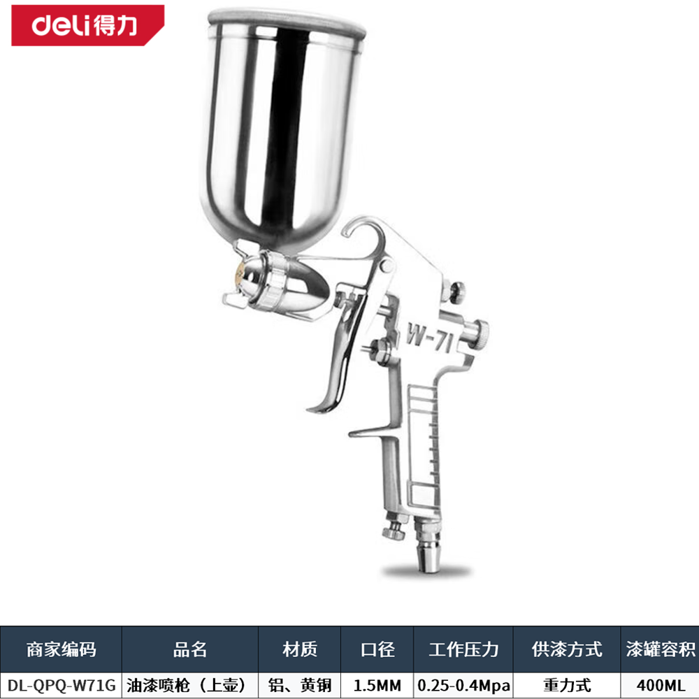 [DL-QPQ-W71G] 油漆喷枪1.5mm/上壶(银)(把)