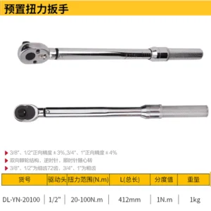 [DL-YN-20100] 预置扭力扳手1/2寸20-100Nm(银)(把