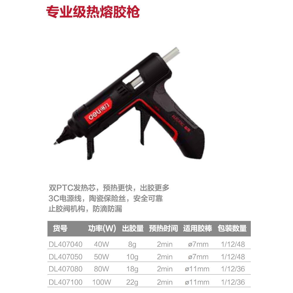 [DL407050] 专业级热熔胶枪50W(红)(把)