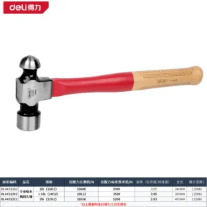 [DL443116Z] 专业级木柄圆头锤16oz(红)(把)