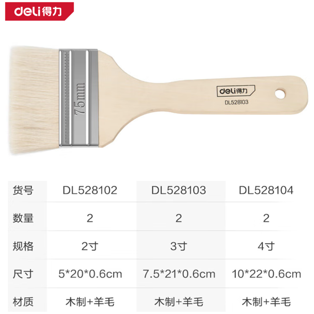 [DL528103] 羊毛刷3寸2把(白)(包)