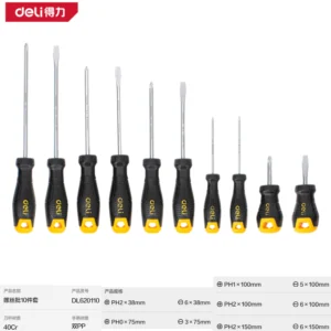 [DL620110] 塑柄螺丝批组套10件套(黄)(套)