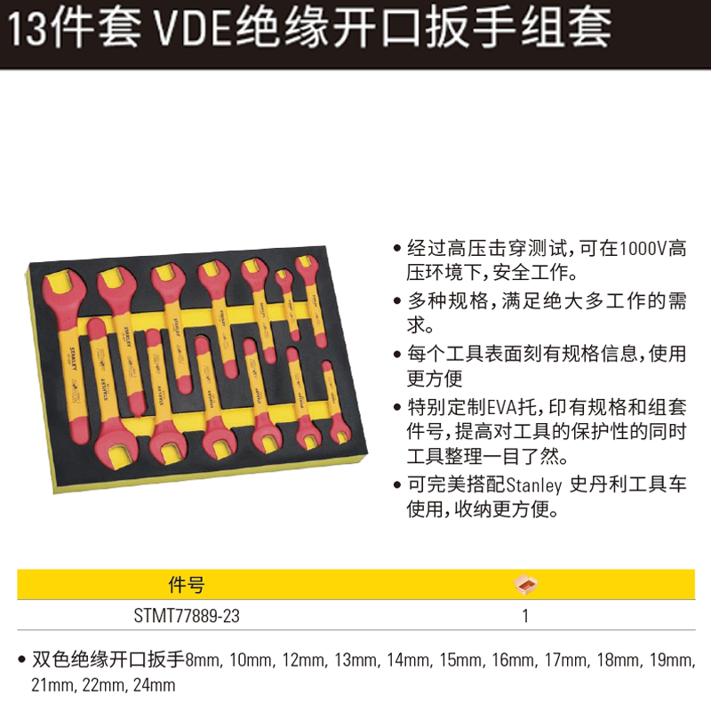 [STMT77889-23] 13件套 VDE绝缘开口扳手组套