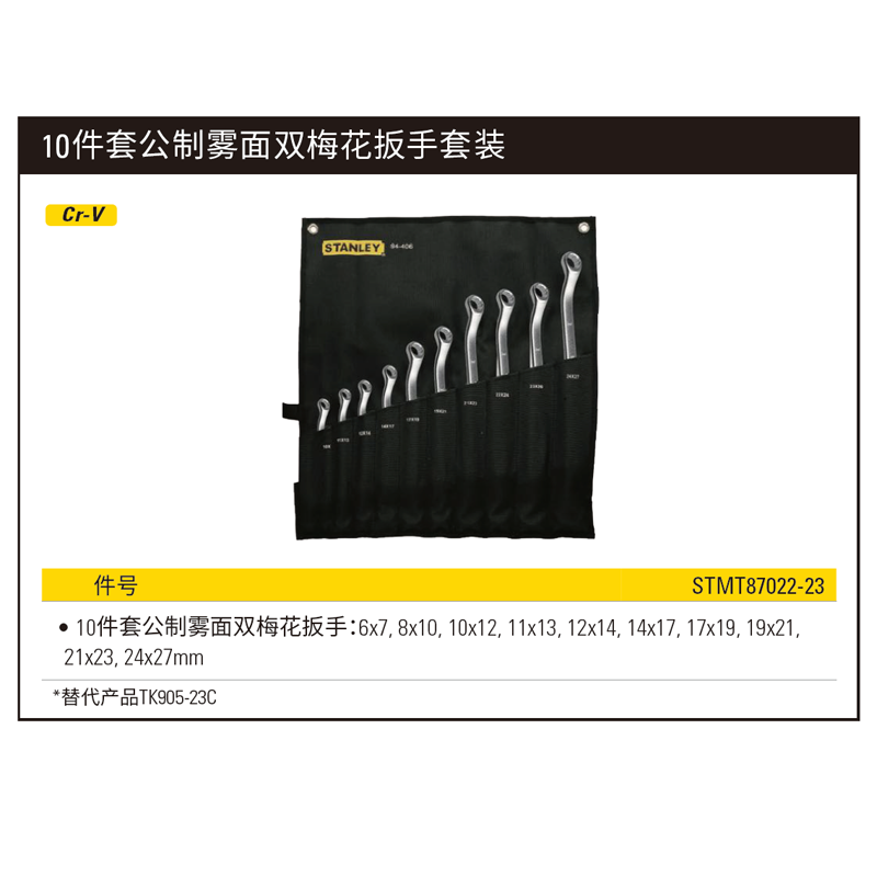 [STMT87022-23] 10件套公制雾面双梅花扳手