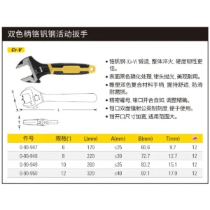 [0-90-947] 双色柄铬钒钢活动扳手6"