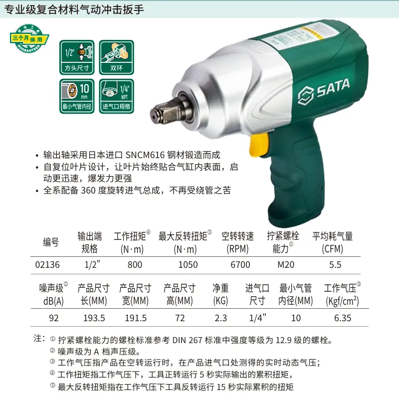 [02136] 1/2″专业级复合材料气动冲击扳手