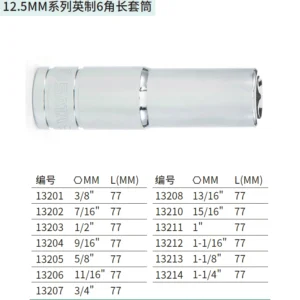 [13206] 12.5MM系列英制6角长套筒11/16"