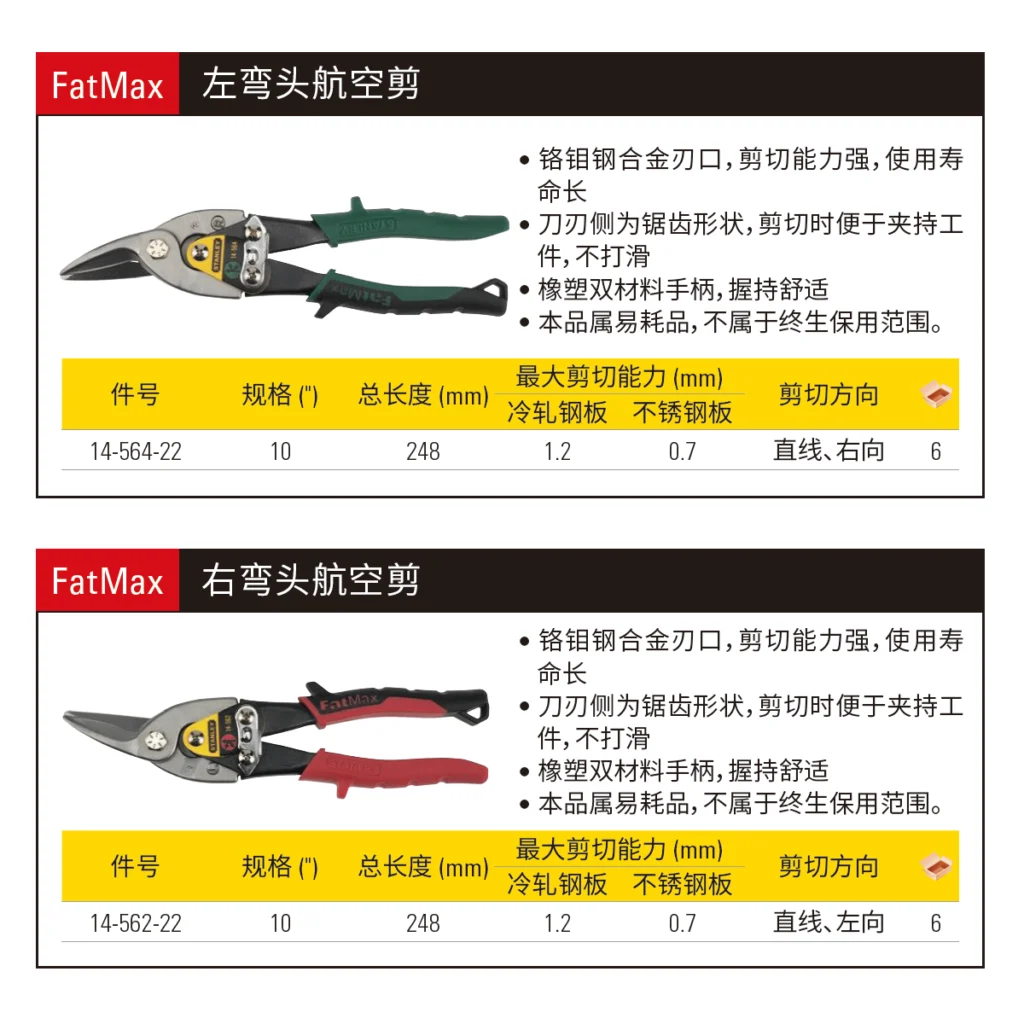 [14-562-22] 右弯头航空剪10″