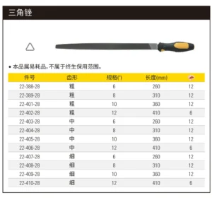 [22-404-28] 中齿三角锉8"