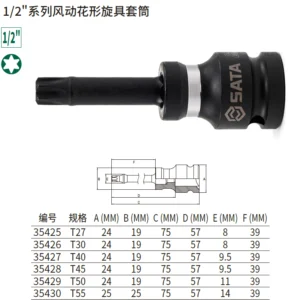 [35425] 1/2"系列风动花形旋具套筒T27