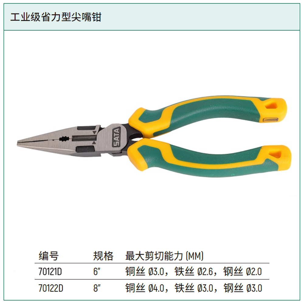 [70122D] 工业级省力型尖嘴钳8″