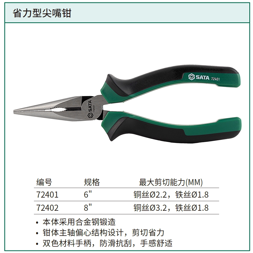 [72401] 省力型尖嘴钳6"（退市，用72401B代替）