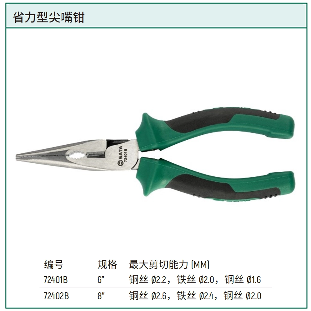 [72401B] 省力型尖嘴钳6"
