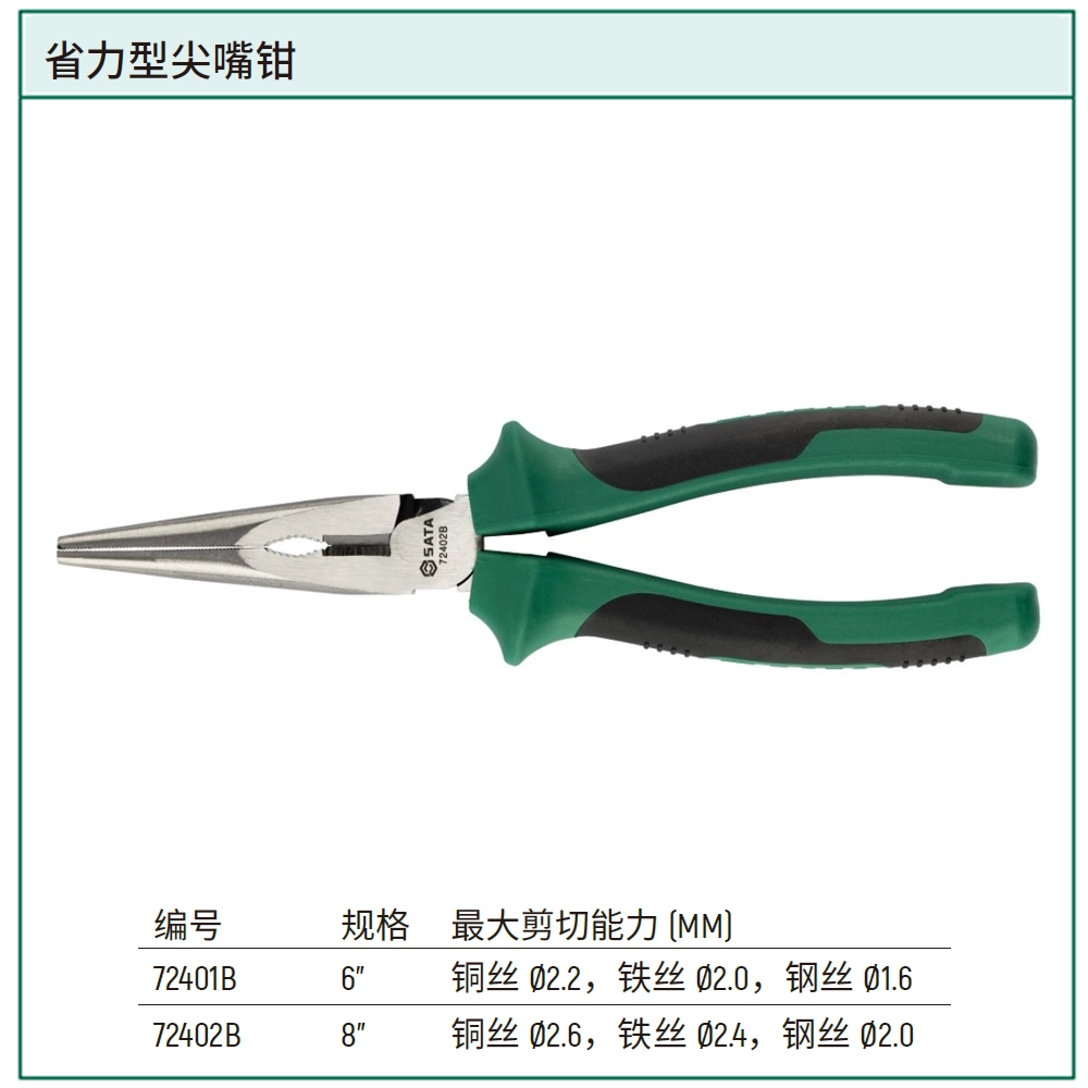 [72402B] 省力型尖嘴钳8"