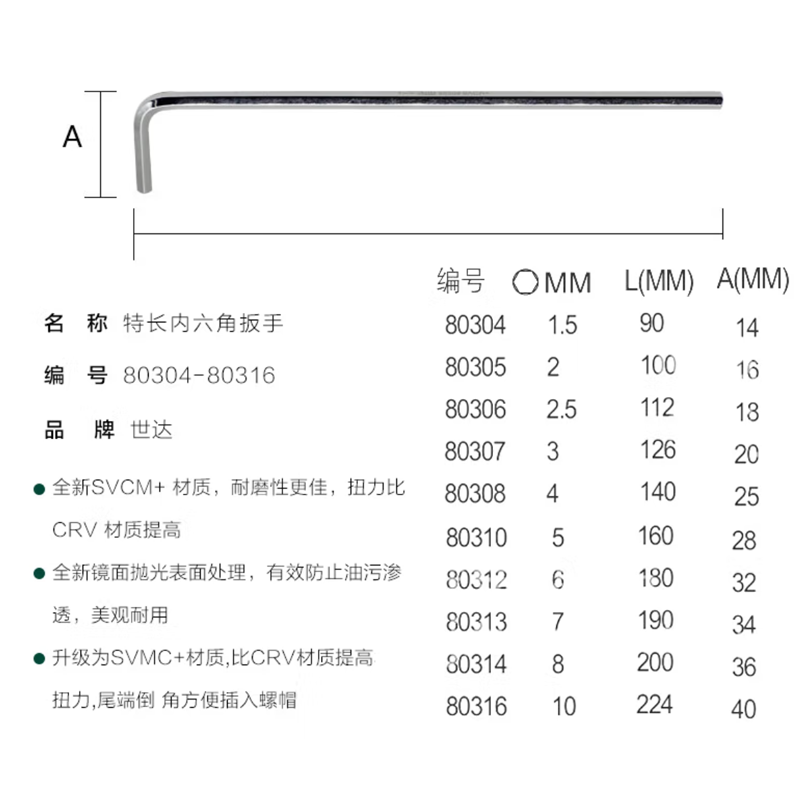 [80304] 特长内六角扳手1.5MM