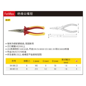 [84-007-23] FatMax绝缘尖嘴钳8.5”