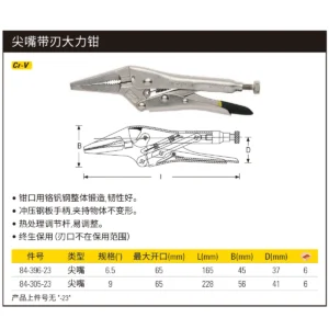 [84-396-23] 尖嘴带刃大力钳6.5"