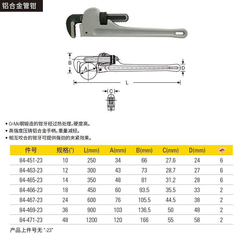 [84-467-23] 铝合金管钳24″