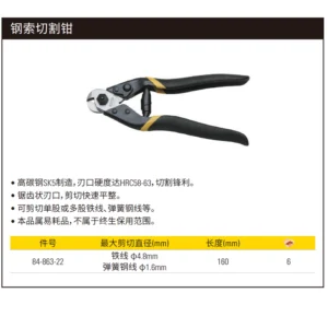 [84-863-22] 钢索切割钳160mm