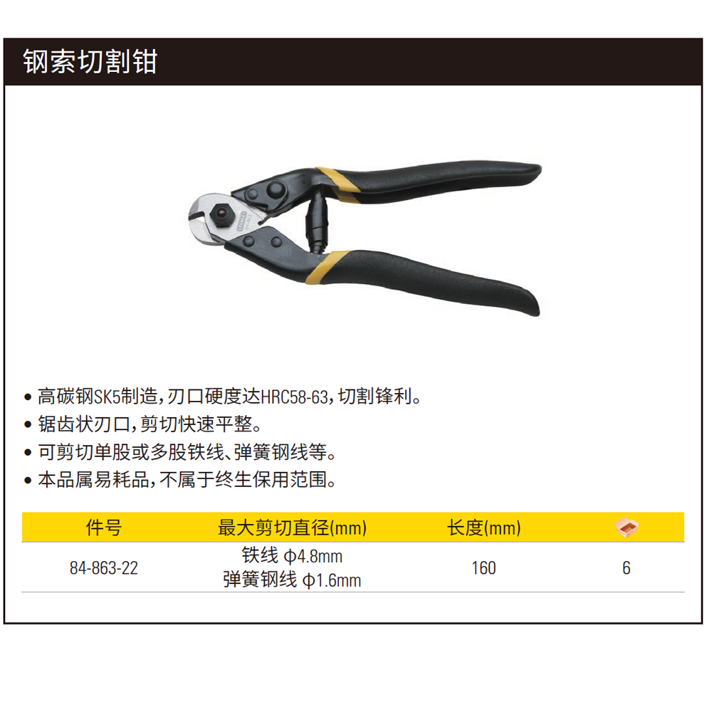 [84-863-22] 钢索切割钳160mm