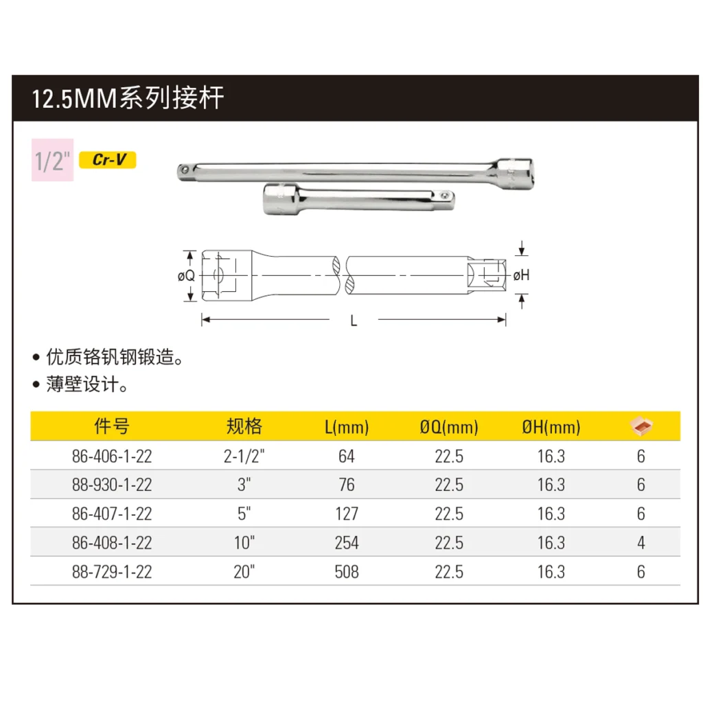 [86-406-1-22] 12.5MM系列接杆2-1/2″
