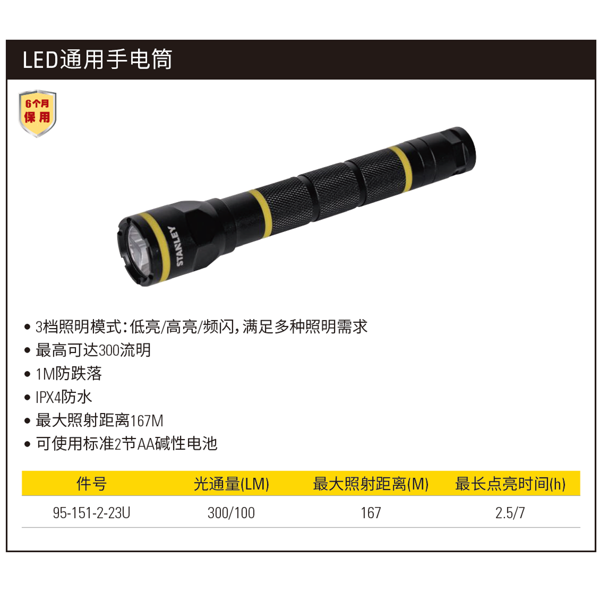 STANLEY/史丹利 LED通用手电筒 95-151-2-23U