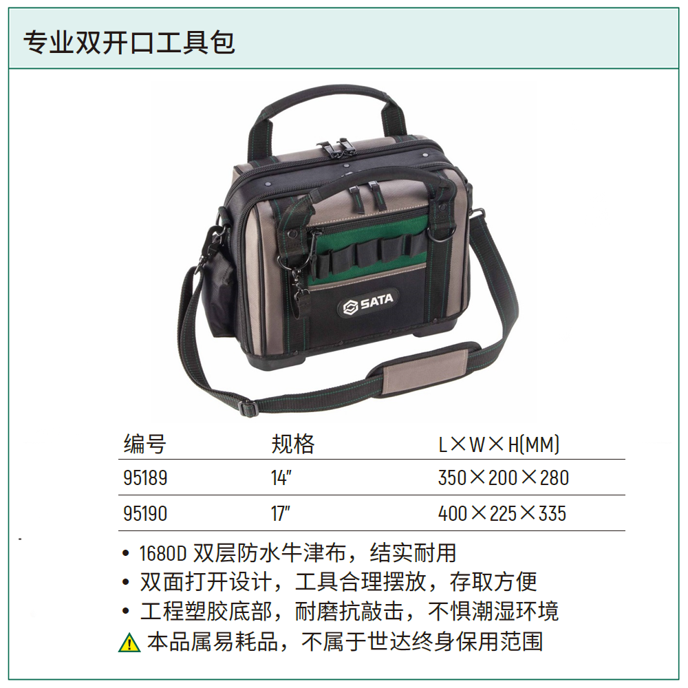 [95190] 专业双开口工具包17”
