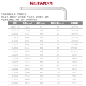 [DL3303] 单只特长球头内六角3MM(银)(支)