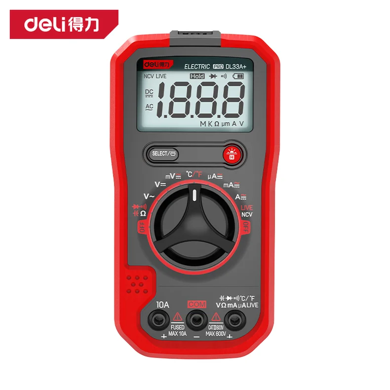 得力/deli 数字万用表1999位自动量程(黄)(台) DL33A+