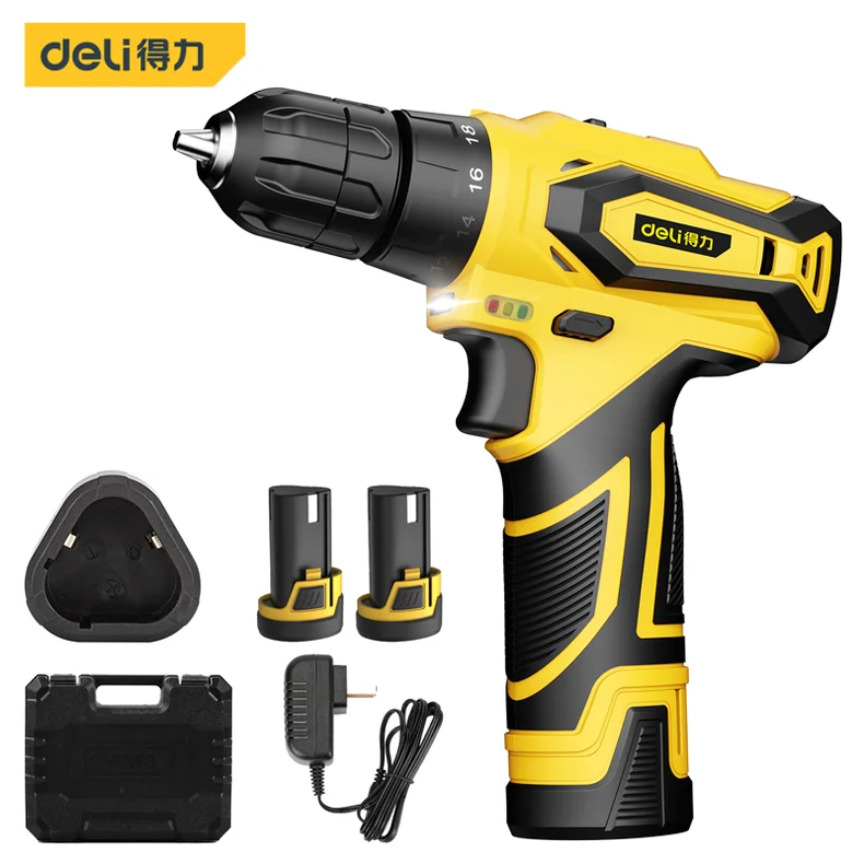 [DL6262] 得力工具锂电钻12V25N.m1.5Ah双电(黄)(把)(产品取消)