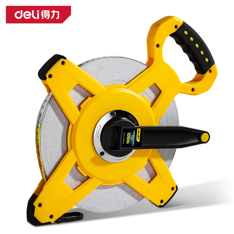 [DL98100B] 架式皮卷尺100mx14.5mm三倍速塑壳(黄)(把