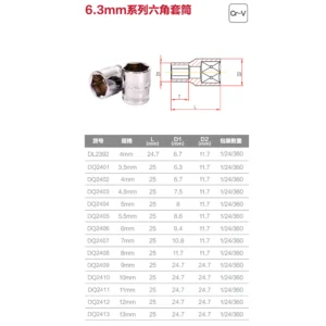 [DQ2409] (终保)6.3mm系列六角套筒9mm(银)(支)