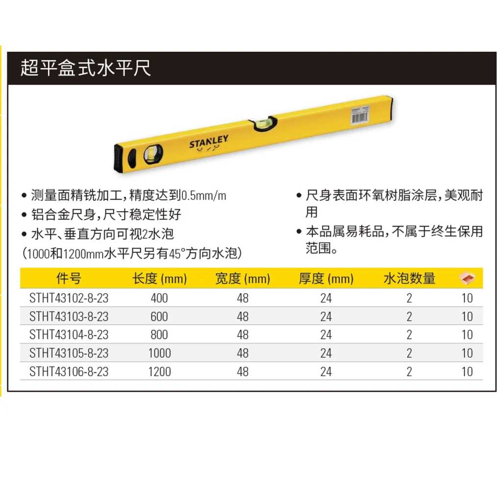 [STHT43106-8-23] 超平盒式水平尺120cm
