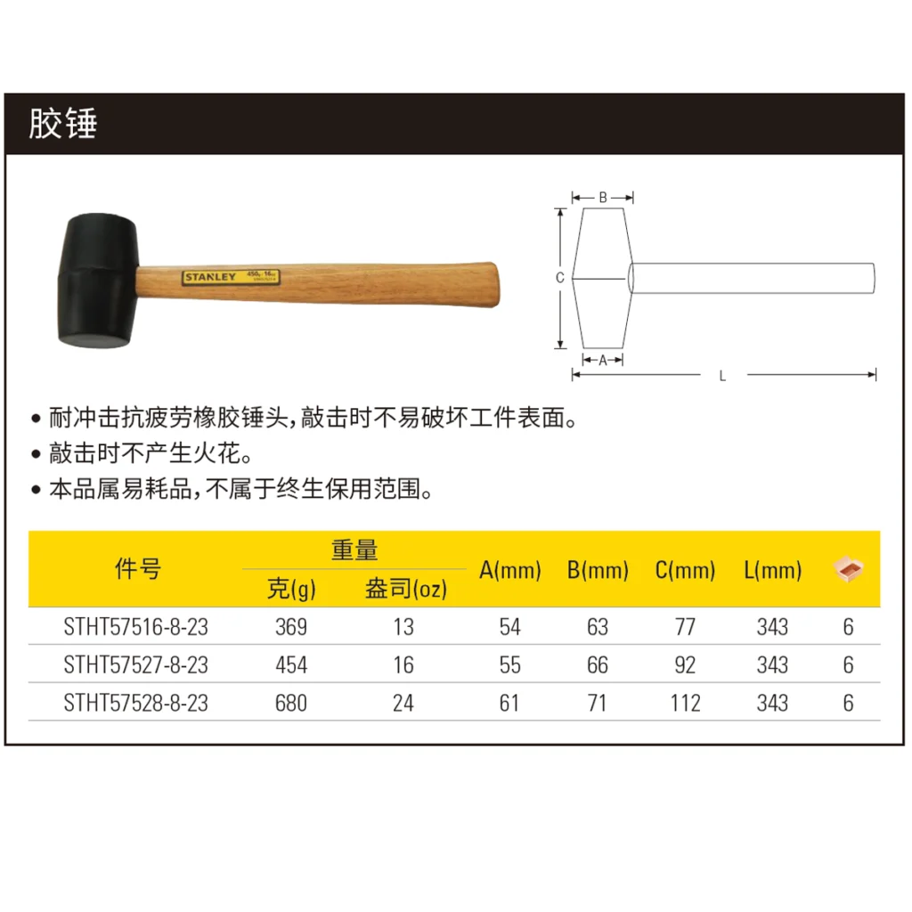 史丹利/stanley 胶锤16oz STHT57527-8-23