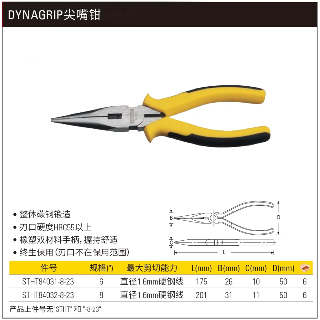 [STHT84031-8-23] DYNAGRIP尖嘴钳6″