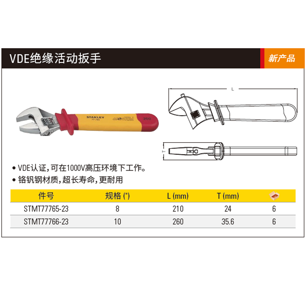 [STMT77765-23] 8"VDE 绝缘活扳