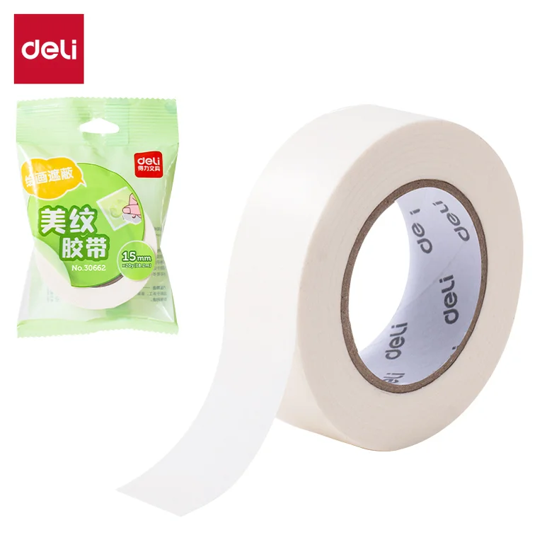 [WJ-30662] 得力30662小卷芯美纹纸胶带15mm*20y*145μm(白色)(1卷/袋)