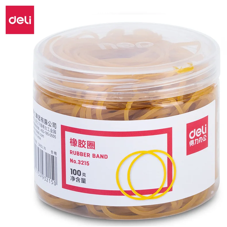 [WJ-3215] 得力3215橡胶圈(黄)(100g/筒)