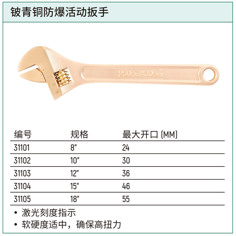 [31105] 铍青铜防爆活动扳手18"