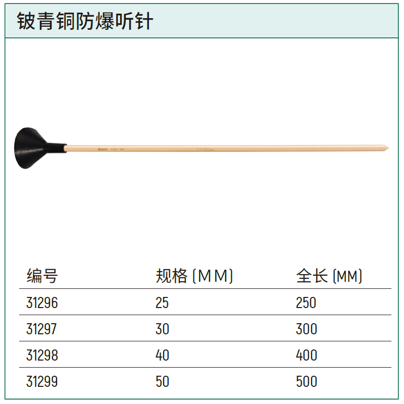 [31297] 铍青铜防爆听针300MM