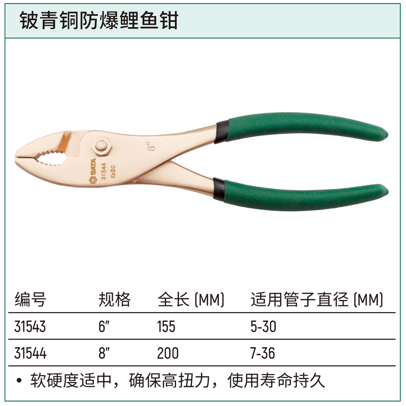 [31544] 铍青铜防爆鲤鱼钳8"