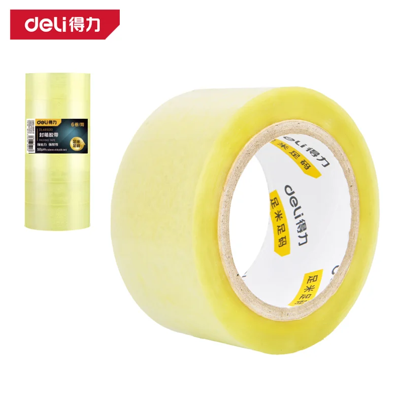 [DL485010] 得力工具封箱胶带48mm*100y*50um(诱明黄)(6卷/筒
