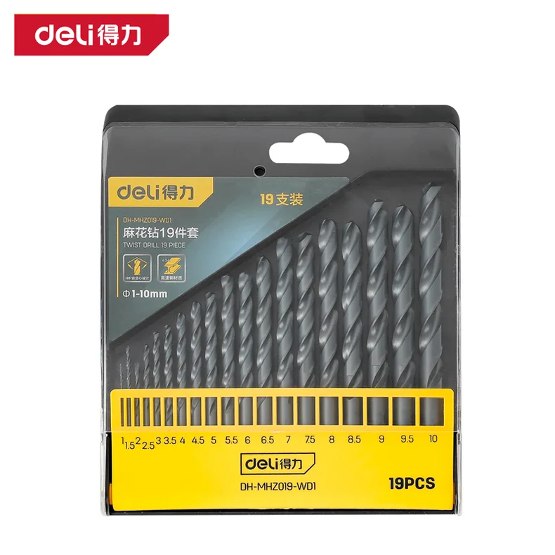 [DH-MHZ019-WD1] 麻花钻套装19件套1-10mm(黑)(盒)