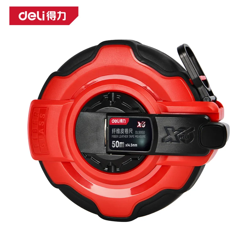 得力/deli 盒式皮卷尺50mx14.5mm三倍速(黄)(把) DL9950