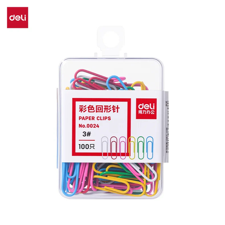 [WJ-0024] 得力0024彩色回形针(混)(100枚/盒)