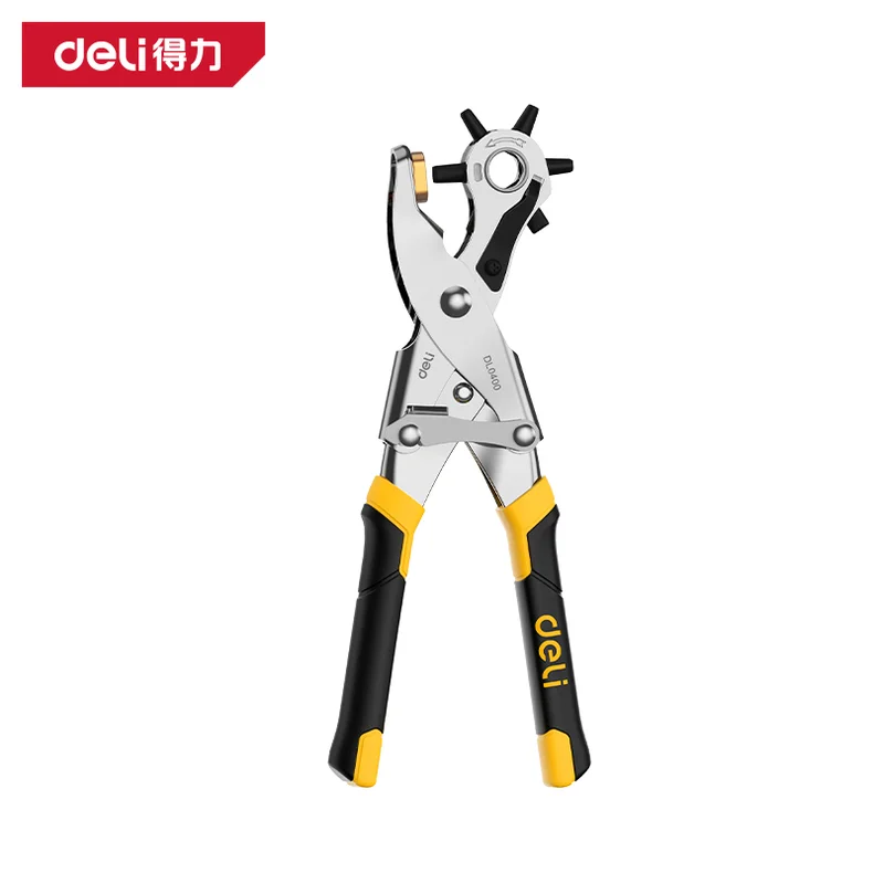 得力/deli 双杠杆省力打孔钳10寸圆椭圆扁孔(黄)(把) DL0400